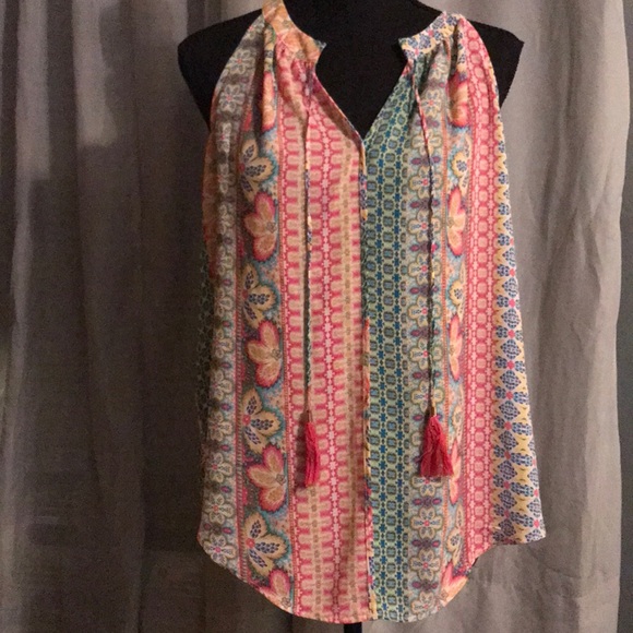 Anthropologie Tops - Rose and olive lightweight chiffon tank